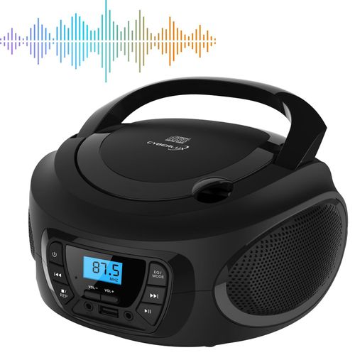 Cyberlux Tragbarer CD-Player Kinder Radio CD/MP3 USB Boombox schwarz