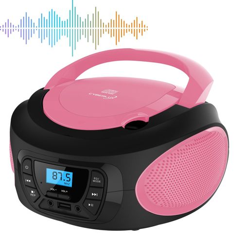 Cyberlux Tragbarer CD-Player Kinder Radio CD/MP3 USB Boombox pink