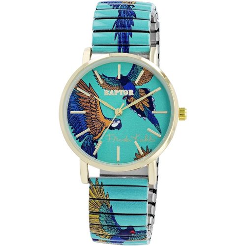 Raptor Damen Watch Frida Kahlo Edition mit Edelstahl-Zugband, Quarzwerk, kratzfestem Glas, Geschenkidee für Frauen inkl. Uhrenbox, 36 mm Gehäuse