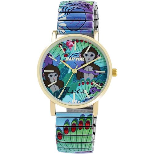 Raptor Damen Watch Frida Kahlo Edition mit Edelstahl-Zugband, Quarzwerk, kratzfestem Glas, Geschenkidee für Frauen inkl. Uhrenbox, 36 mm Gehäuse