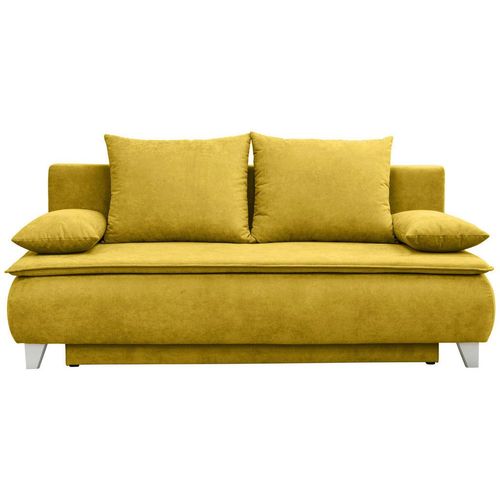 Mid.you Boxspringsofa , Gelb , Textil , Buche , 2-Sitzer , Füllung: Polyetherschaumkern, Silikon,Polyetherschaumkern, Silikon , 208x100x106 cm , Made