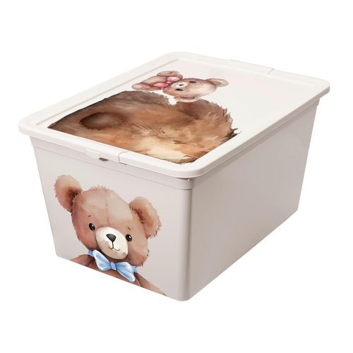 My Baby Lou Spielzeugbox Honey , Beige , Kunststoff , Bär , 36x25x48.5 cm , Made in Europe , Deckel , Spielzeug, Spielzeugkisten