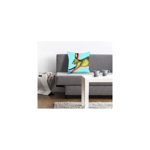 Dekokissen QUEENCE "Funny Bunny", bunt (bunt, bedruckt), B:40cm L:40cm, Polyester, Dekokissen_Sitzkissen_Kissenhüllen, mit einem funkigen Hasen