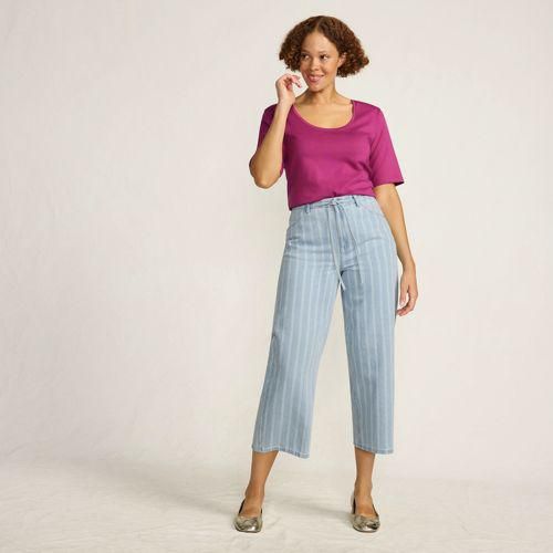Gemusterte 7/8-Jeans mit weitem Bein High Waist in Petite-Größe, Damen, size: petite, Blau, by Lands' End