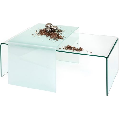 Couchtisch PAROLI, weiß (klarglas, klarglas weiß), B:75cm H:38cm T:60cm, Tische, Couchtisch