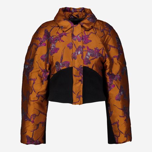 Orangefarbene Cropped Fit Alphonse Jacke mit Muster