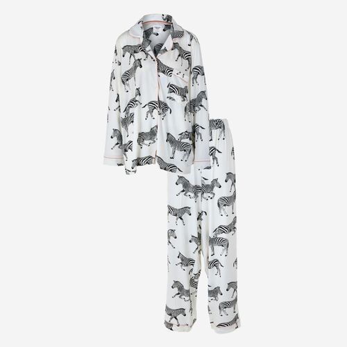 Weißes Pyjamaset mit Zebramuster