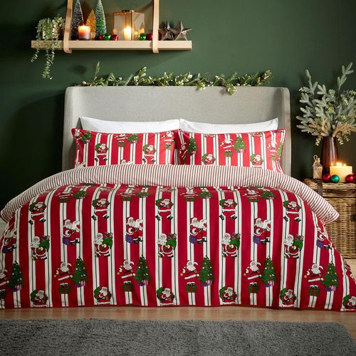 Rot-weißes Bettbezugset mit Weihnachtsmuster 140x200cm