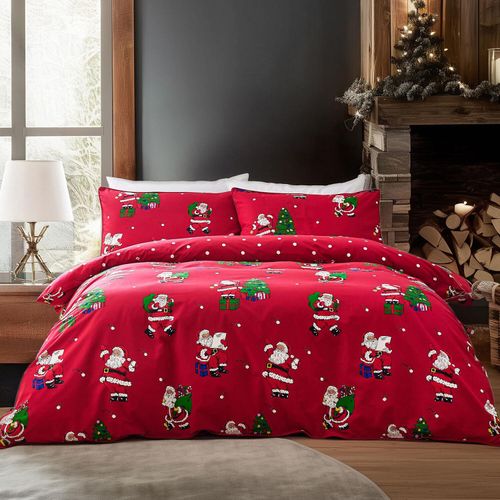 Rotes Bettbezugset mit Weihnachtsmuster
