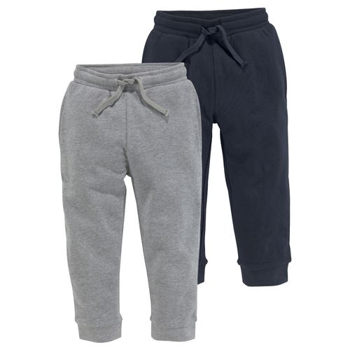 Sweathose KIDSWORLD "2er Pack Jogginghosen", Jungen, Gr. 92/98, N-Gr, blau (graumeliert, marine), angeraute Sweatware, Obermaterial: 100% Baumwolle. Obermaterial Melange: 85% Baumwolle, 15% Viskose, unifarben, Basic lang, Hosen Sweathose, immer eine passende Hose dabei