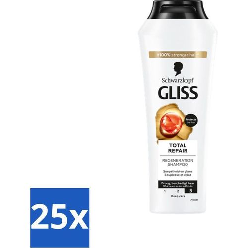 Gliss Shampoo – Total Repair – Für intensive Haarwiederherstellung – 250 ml - Vorteilspack - 25 Stücke