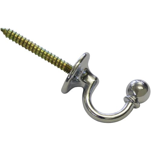 Raffhaken GARDINIA "Zierhaken (Raffhaken) Barock" Gr. 1, grau (chromfarben), L:3cm, Raffhalter, zum Raffen und Drapieren