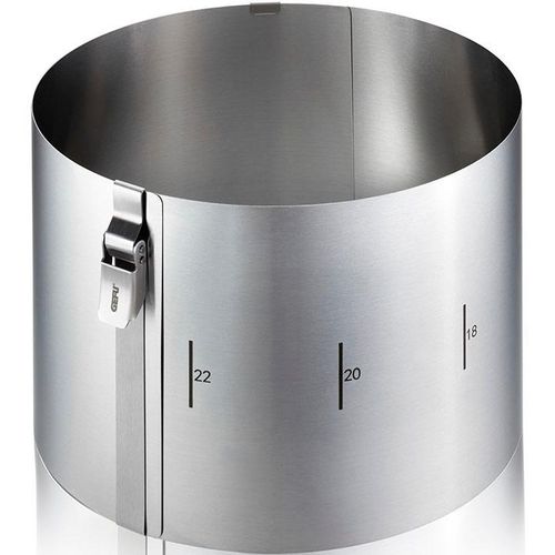 Backrahmen GEFU "TONDO CLIP", silber, B:30cm H:15cm Ø:16cm, Edelstahl, Speiseringe, Backrahmen, patentierter Sicherungsclip fixiert den Ring auf der gewünschten Größe
