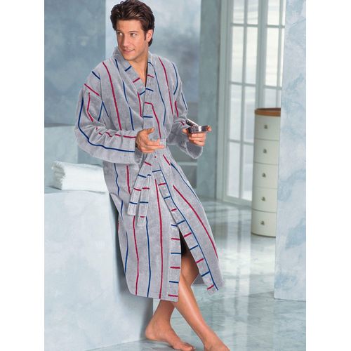 Bademantel Gr. 56, grau, 56/58, Baumwoll-Mix, Hausmäntel