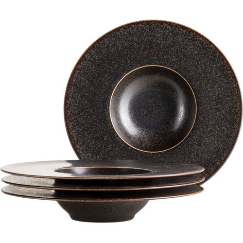 Pastateller MÄSER "Gourmetteller Powerful, aus Porzellan", schwarz, H:4cm Ø:25cm, Porzellan, Speiseteller, Geschirr-Set, Teller Set
