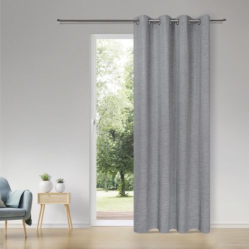 Vorhang GERSTER "Garrit" Gr. 1, grau (hellgrau), B:140cm H:245cm, Polyester, Gardinen, SB-Ösenschal "Garrit"