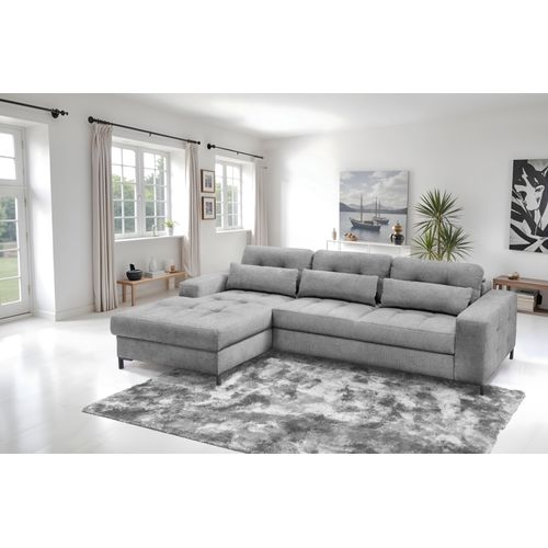 Ecksofa EXXPO - SOFA FASHION "Bonito, mit Rücken- und Sitztiefenverstellung, inkl. Bett & Bettkasten", grau, B:260cm H:85cm T:176cm, Sofas, Ecksofa, Sitztiefenverstellung,Höhenverstellung