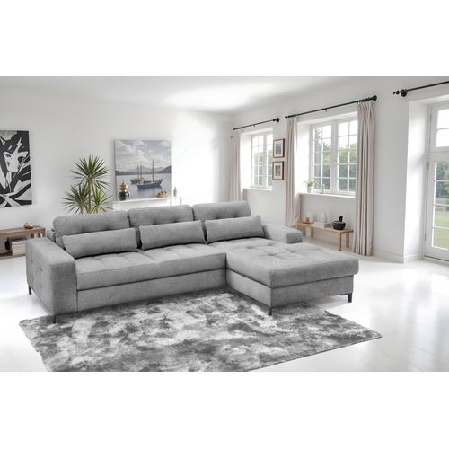 Ecksofa EXXPO - SOFA FASHION "Bonito, mit Rücken- und Sitztiefenverstellung, inkl. Bett & Bettkasten", grau, B:260cm H:85cm T:176cm, Sofas, Ecksofa, Sitztiefenverstellung,Höhenverstellung