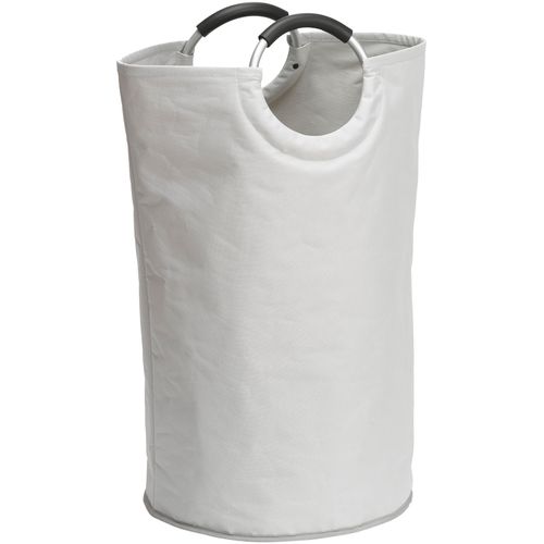 Wäschesack WENKO "Jumbo", grau (stone), B:38cm H:72cm, Aluminium, Polyester, Wäschesammler, Wäschesammler, Maße (B/T x H): Ø 38 x 72 cm