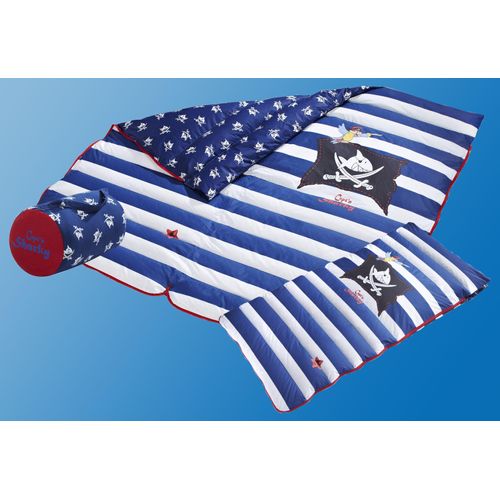 Daunenschlafsack & Daunenbettdecke OTTO KELLER "Capt'n Sharky", blau (blau, weiß), L:160cm, Bezug: 100% Baumwolle. Füllung: 60% Daunen, 40% Federn, Schlafsäcke