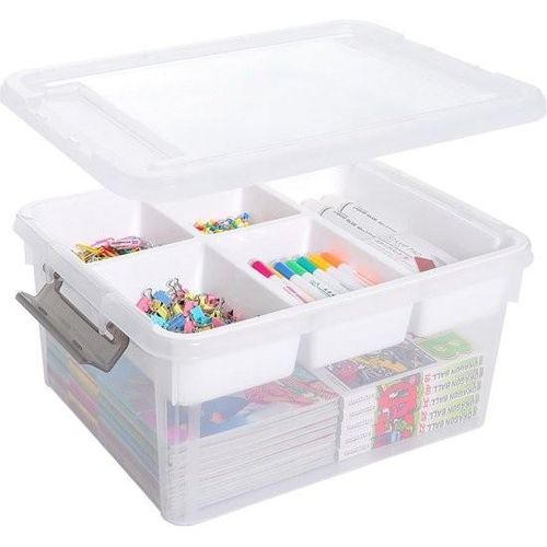Kunststoff-Aufbewahrungsboxen 16 l mit 6 x 1,6 l Boxen klein verstärkte Boxen Aufbewahrung mit Deckel klein zur Aufbewahrung von Werkzeug, Bastelmaterial, Lego, Buntstiften