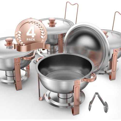 Chafing-Dish-Set Buffet Speisenwärmer - Edelstahl 4,7L 4 Stk. - Roségold Farbe - Hochwertiges Catering Zubehör