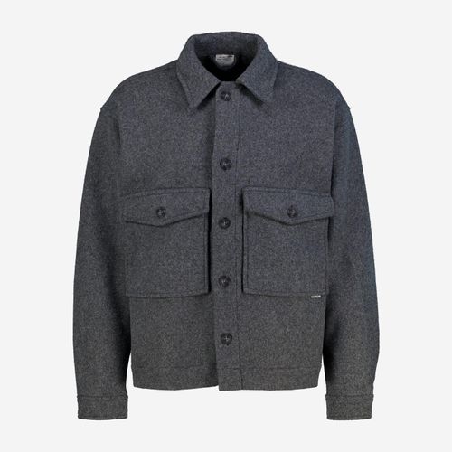 Graue Shacket mit Melange-Muster