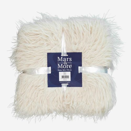 Beigefarbene Decke aus Kunstfell 130x180cm