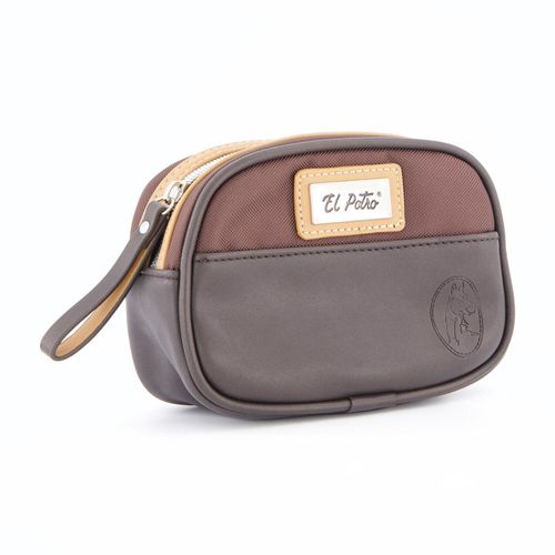 Dunkelbraune Kosmetiktasche mit Logo