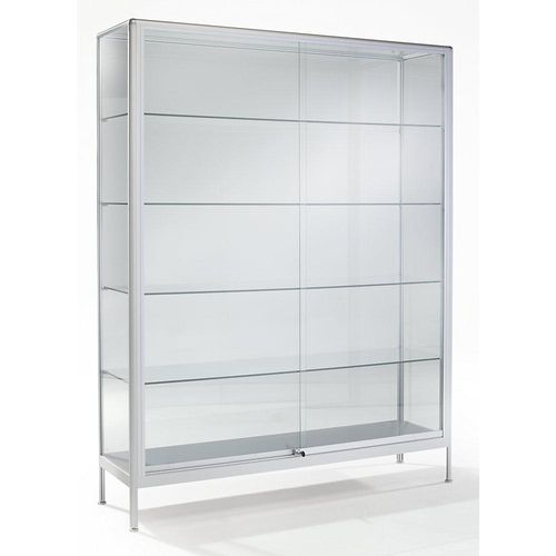 eurokraft pro Vitrine, Ausführung Standvitrine, Breite 1200 mm, 2 Schiebetüren, schwer entflammbar