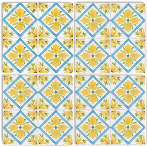 Getränkeuntersetzer QUEENCE "Gelbe Mosaik Fliesen Steine", gelb, B:10cm H:10cm T:1cm, Naturstein, Untersetzer, Mosaik Set Topfuntersetzer Naturstein Untersetzer 10x10x1cm