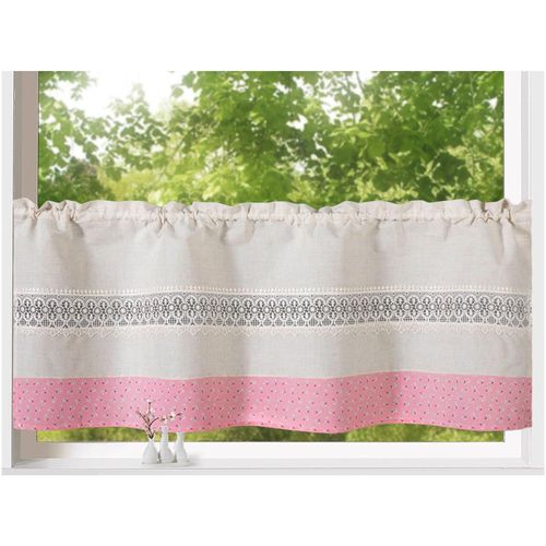 Scheibengardine WECKBRODT "Alicia" Gr. 1, rosa, B:120cm H:45cm, Polyester, Gardinen, Stabtunnel, blickdicht, Bordüre, Kante, Gardine, HxB 45x120cm, Store