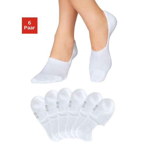 Füßlinge H.I.S, Herren, Gr. 39-42, weiß (6x weiß), Baumwolle, Elasthan, Polyamid, unifarben, elastisch, Socken, mit softem Frottee