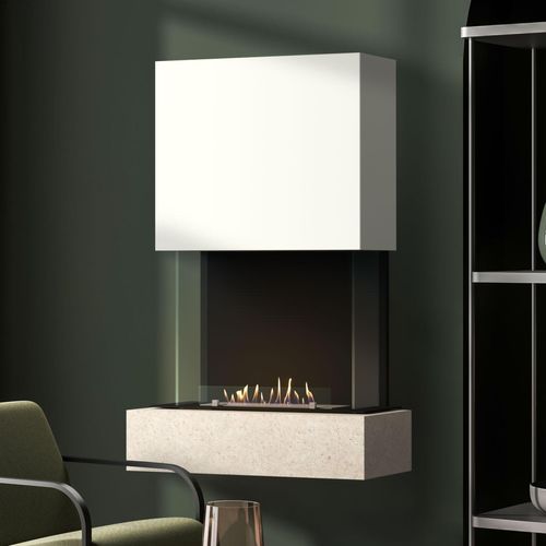 muenkel design Como [moderner Design Ethanolkamin]: Jura (Schiefer beige) - Weiß - Planika Senso