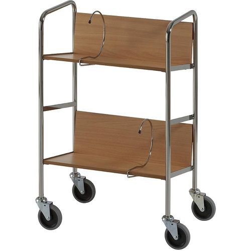 HelgeNyberg Aktenordnerwagen verchromt, 2 Etagen, LxBxH 550 x 340 x 840 mm, Buche-Dekor, ab 5 Stk Image