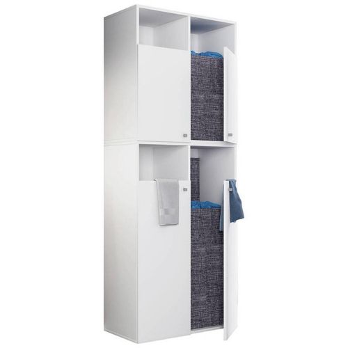 Mid.you Wäscheschrank Klidas , Weiß , Kunststoff , 80.1x184x39 cm , Waschküche, Wäscheschrank