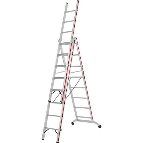HYMER Alu-Mehrzweckleiter, Industrieausführung, 3 x 8 Sprossen, max. Arbeitshöhe 6,35 m