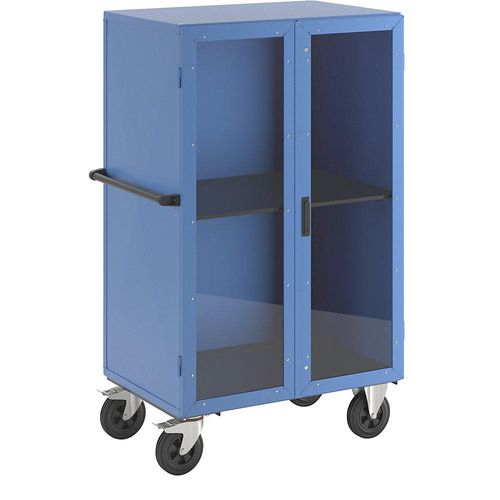 eurokraft pro Schrankwagen, Flügeltüren aus Makrolon®, mit 1 Etagenboden