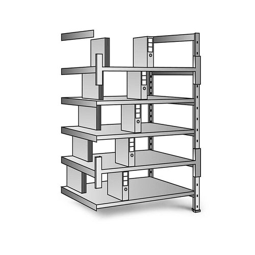 Ordner- und Archiv-Steckregal, verzinkt, Höhe 1920 mm, doppelseitig, Boden-BxT 800 x 600 mm, Anbaufeld kaiserkraft Image