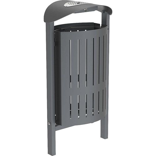 PROCITY Abfallkorb SILAOS® mit Ascher, Stahlblech, zum Einbetonieren, grau