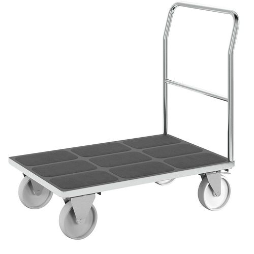 eurokraft pro Plattformwagen, Rohrschiebebügel, Polyamidreifen, LxB 1050 x 700 mm, verzinkt