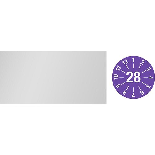 Kabelprüfplakette, Jahresplakette, LxH 60 x 20 mm, 28, violett kaiserkraft