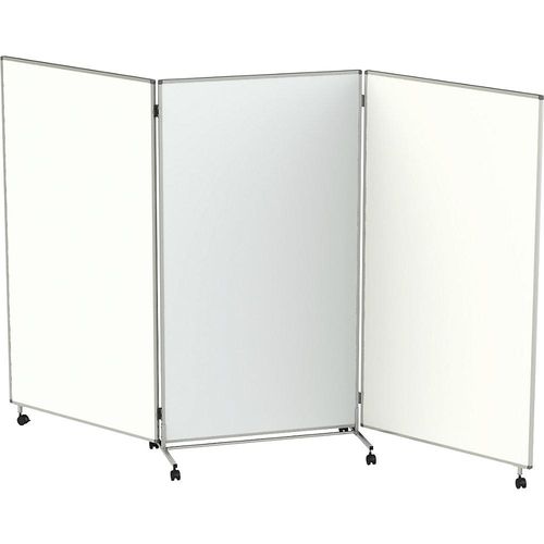 eurokraft pro Präsentationswand/Trennwand, mobil, faltbar, beschreibbar, magnethaftend, desinfektionsmittelbeständig, HxBxT 1905 x 1018/3074 x 500 mm
