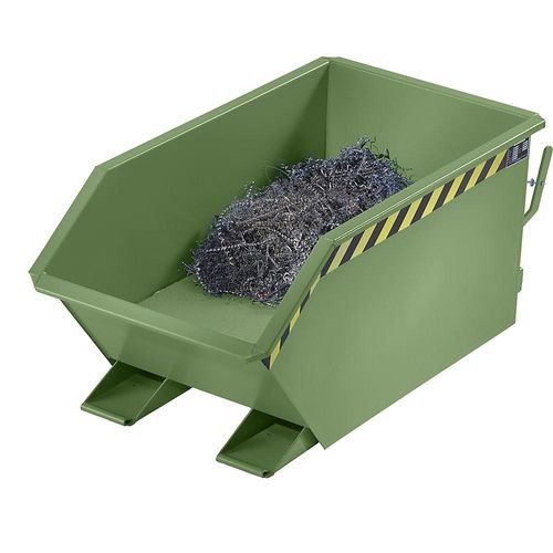 eurokraft pro Kippbehälter für Späne, niedrige Bauhöhe (E), Volumen 0,5 m³, resedagrün Image