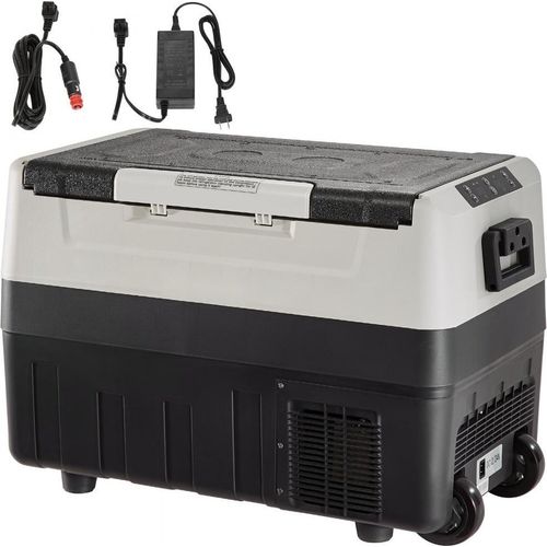 Camping-Kühlschrank 45 L - Kühlboxen 12 / 24 V - Rollbare Elektrische Gefrierbox 2 in 1 - Doppelzone Auto-Kühlschrank Kompressor zum Warmhalten.