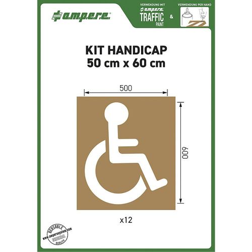 Ampere Schablonenset, Handicapsymbol HxB 600 x 500 mm, 12 Schablonen, Karton