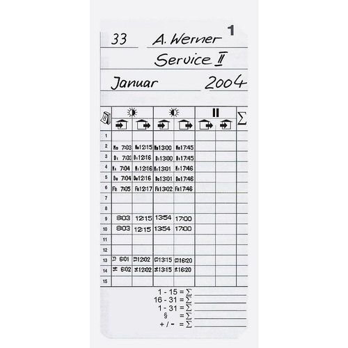 Stempelkarten, VE 500 Stk, HxB 184 x 85 mm, für Zeiterfassungsgerät K 600 kaiserkraft