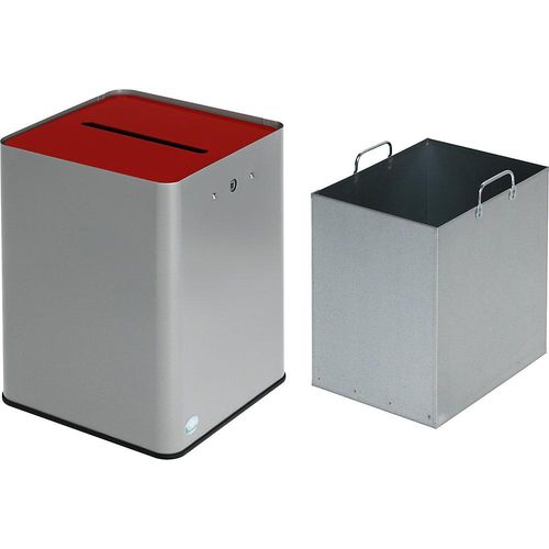 VAR Datenschutz Papiersammler, 43 l, DSGVO-konform, silber / rot