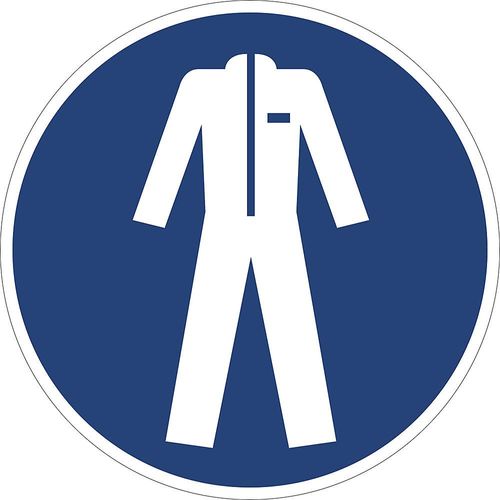 Gebotskennzeichen, Schutzkleidung benutzen, VE 10 Stk, Kunststoff, Ø 200 mm kaiserkraft