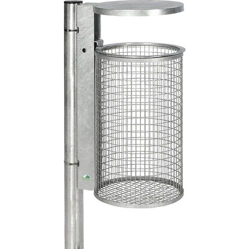 VAR Drahtgitter-Abfallkorb mit Dach und Standrohr, Volumen 50 l, feuerverzinkt